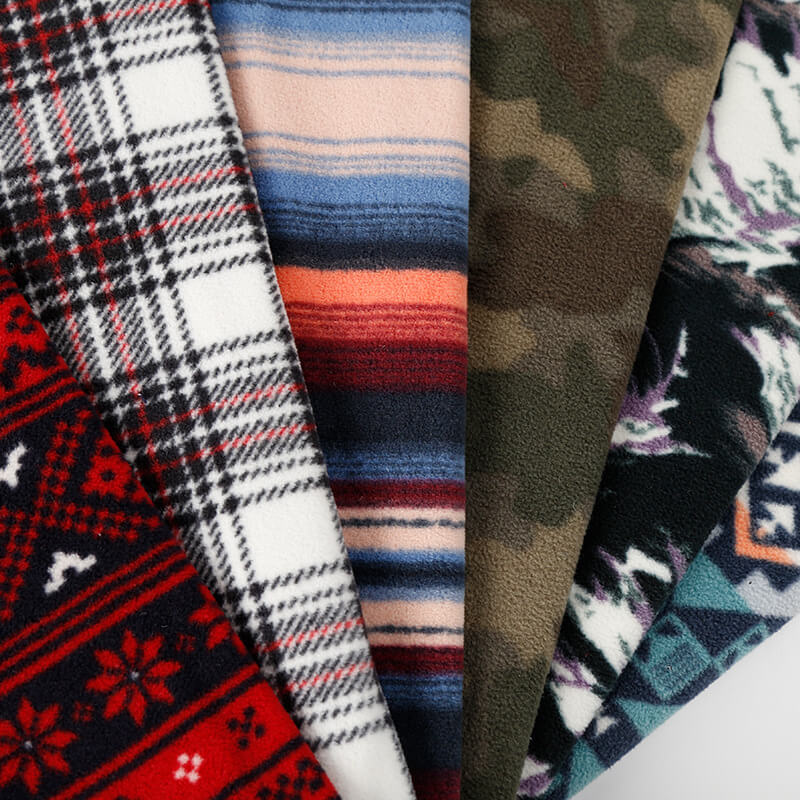 Plaid Printed Polyester Knit Polar Fleece Fabric for Apparel Wholesale 5